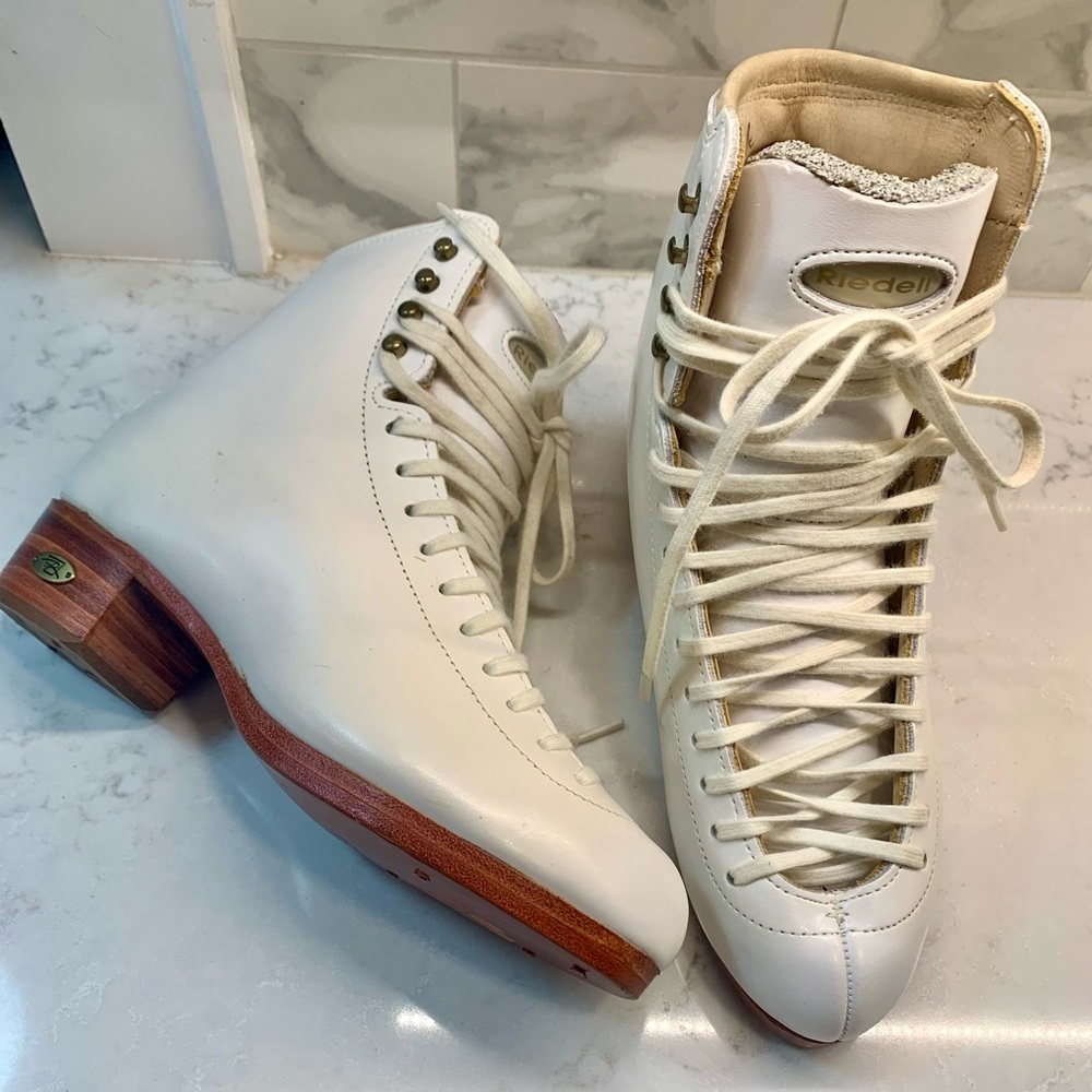 Riedel Women's White Leather Ice Skate Boots Size 6.5 A/AA